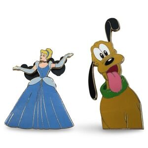 Disney Pin Trading 2006 Cinderella and Pluto Pins Set 2 Where Dreams Come True